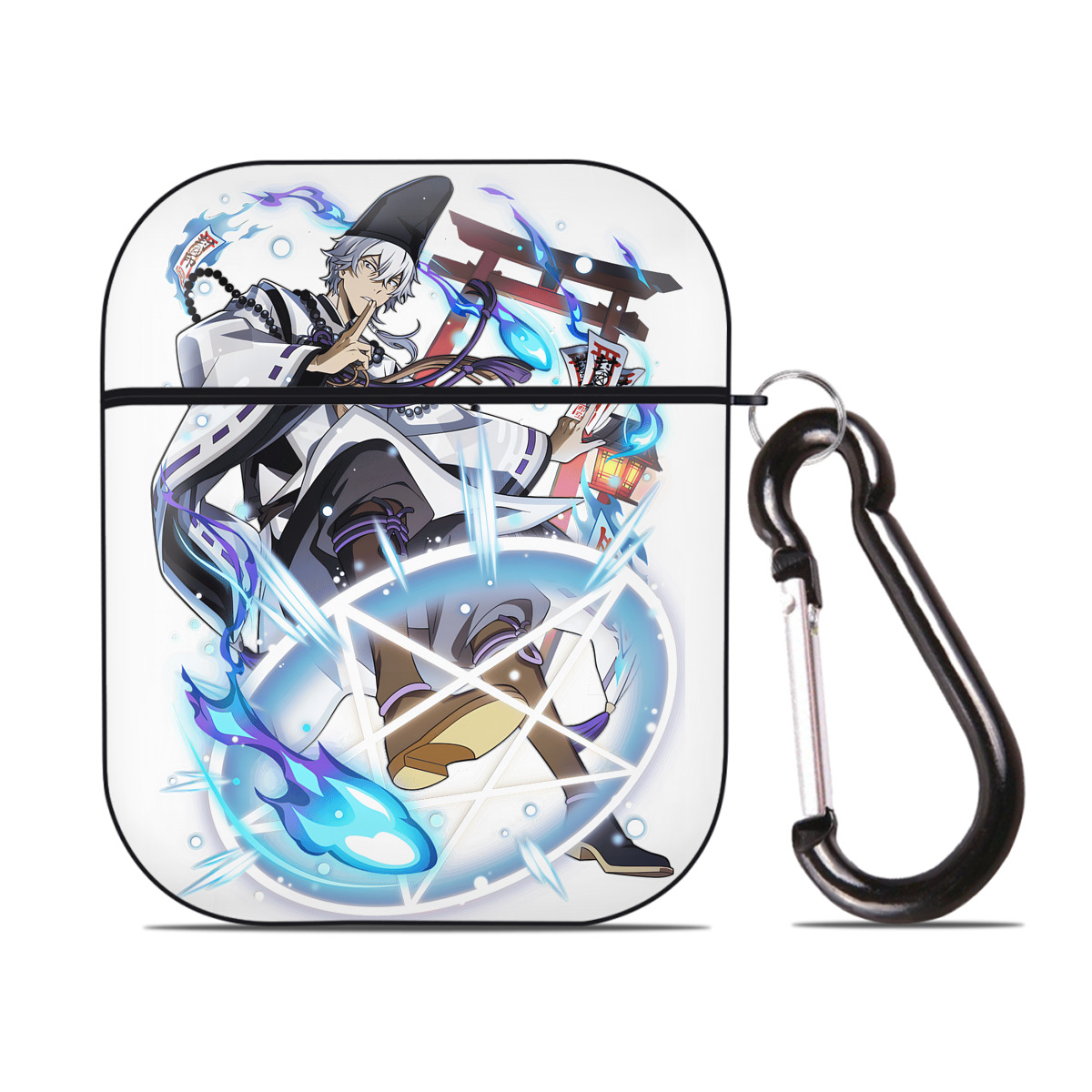 （画像用） 文豪ストレイドッグス Bungo Stray Dogs AirPods 第2世代保護ケース ハードシェル ブラック 耐衝撃・防指紋・カラビナ付き