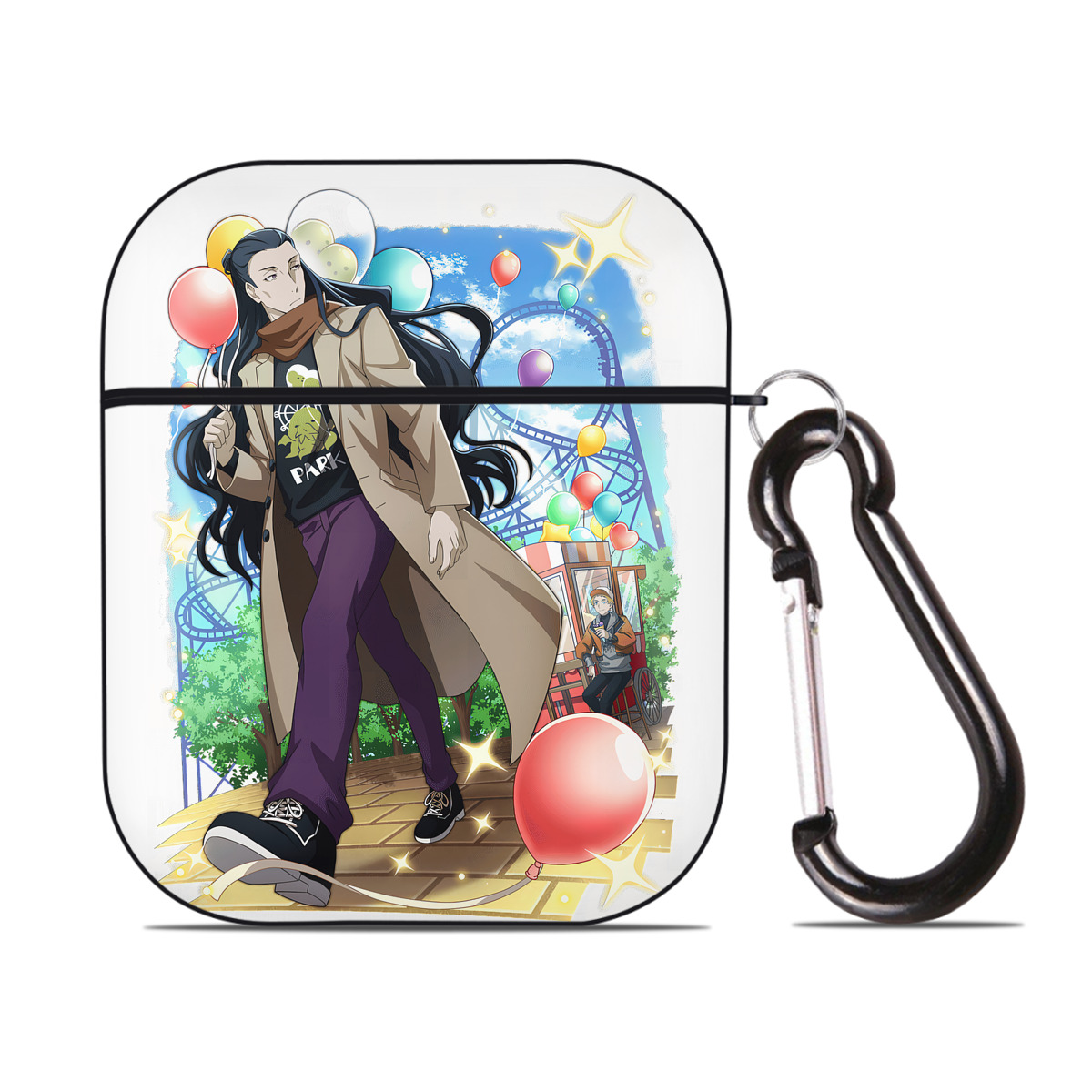 （画像用） 文豪ストレイドッグス Bungo Stray Dogs AirPods 第2世代保護ケース ハードシェル ブラック 耐衝撃・防指紋・カラビナ付き