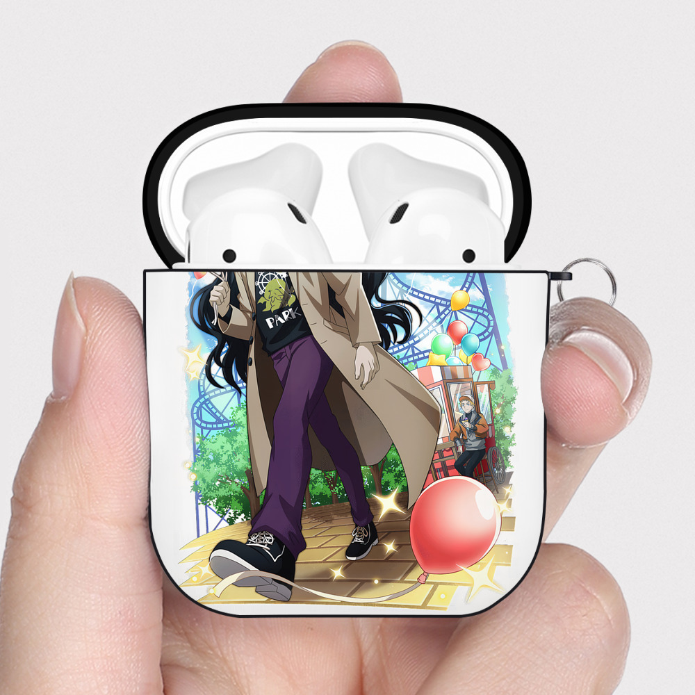 （画像用） 文豪ストレイドッグス Bungo Stray Dogs AirPods 第2世代保護ケース ハードシェル ブラック 耐衝撃・防指紋・カラビナ付き