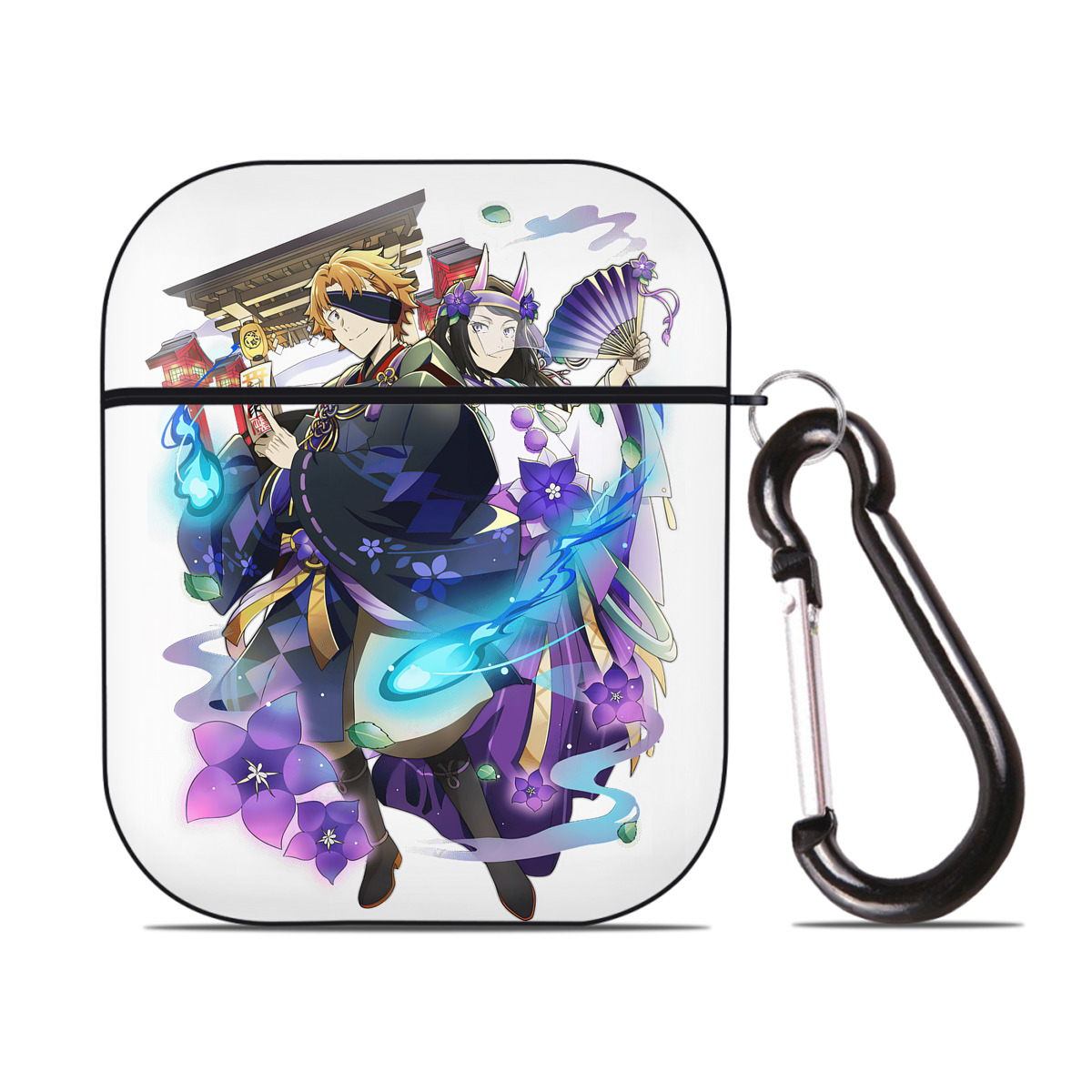 （画像用） 文豪ストレイドッグス Bungo Stray Dogs AirPods 第2世代保護ケース ハードシェル ブラック 耐衝撃・防指紋・カラビナ付き
