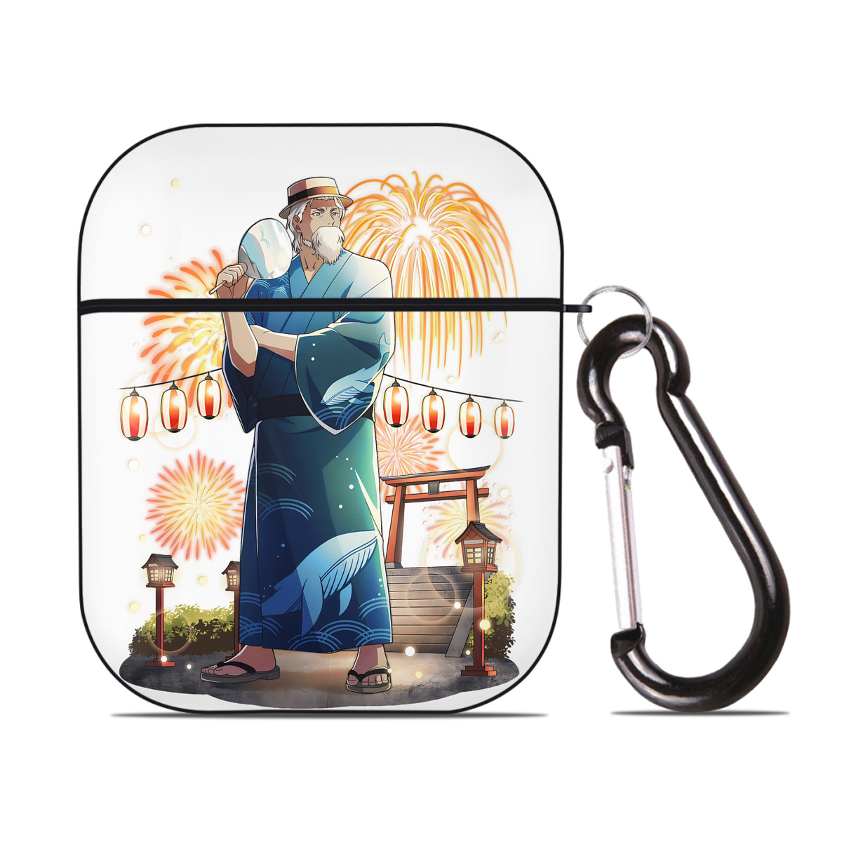 （画像用） 文豪ストレイドッグス Bungo Stray Dogs AirPods 第2世代保護ケース ハードシェル ブラック 耐衝撃・防指紋・カラビナ付き