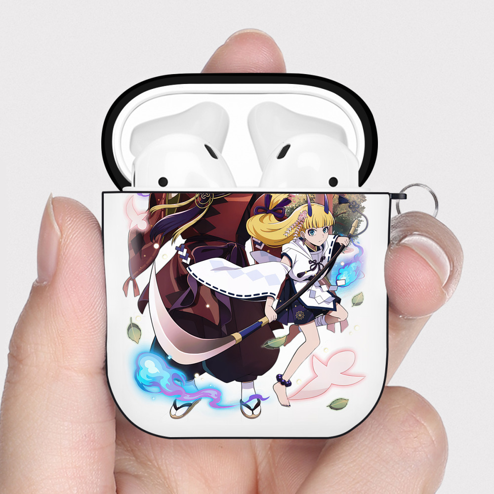 （画像用） 文豪ストレイドッグス Bungo Stray Dogs AirPods 第2世代保護ケース ハードシェル ブラック 耐衝撃・防指紋・カラビナ付き