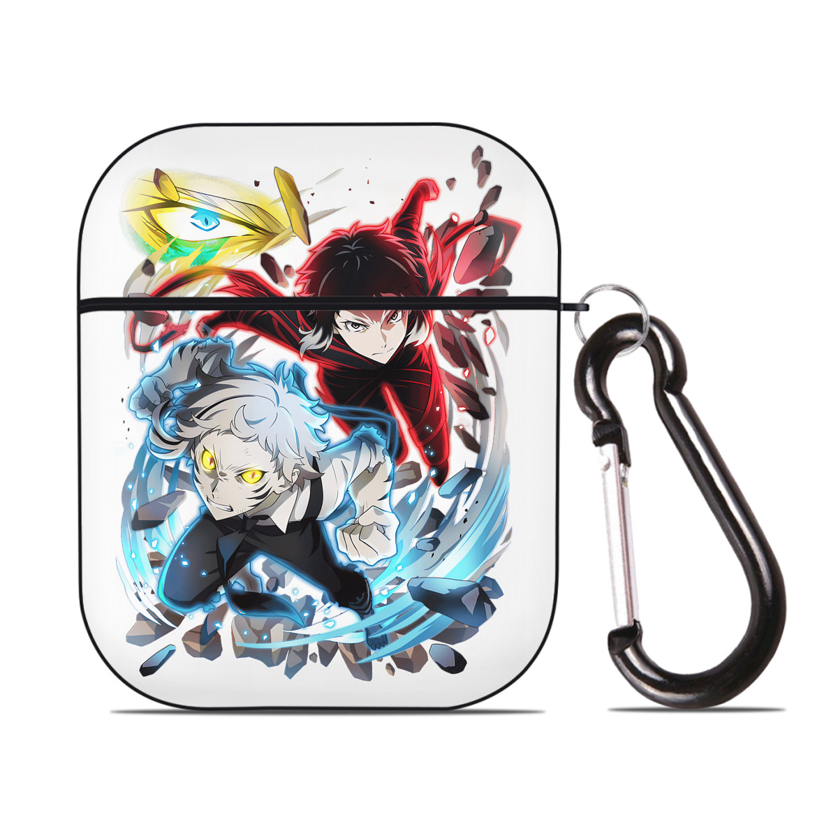 （画像用） 文豪ストレイドッグス Bungo Stray Dogs AirPods 第2世代保護ケース ハードシェル ブラック 耐衝撃・防指紋・カラビナ付き