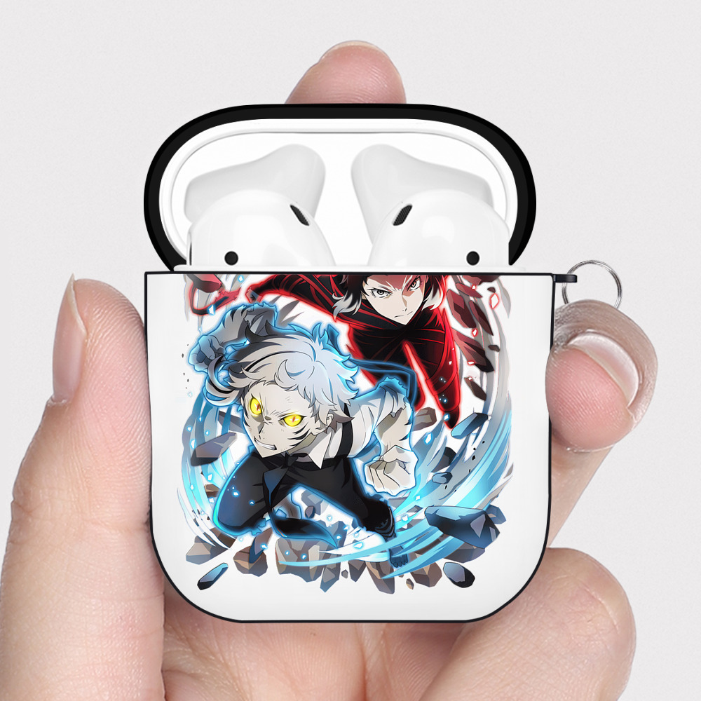（画像用） 文豪ストレイドッグス Bungo Stray Dogs AirPods 第2世代保護ケース ハードシェル ブラック 耐衝撃・防指紋・カラビナ付き