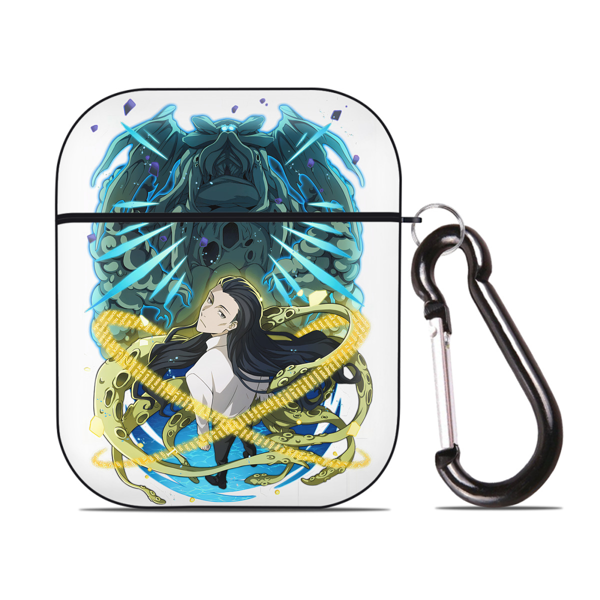 （画像用） 文豪ストレイドッグス Bungo Stray Dogs AirPods 第2世代保護ケース ハードシェル ブラック 耐衝撃・防指紋・カラビナ付き