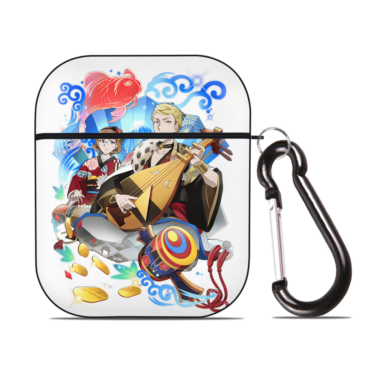 （画像用） 文豪ストレイドッグス Bungo Stray Dogs AirPods 第2世代保護ケース ハードシェル ブラック 耐衝撃・防指紋・カラビナ付き