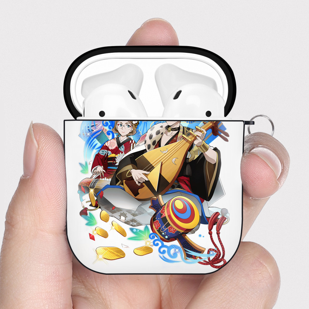 （画像用） 文豪ストレイドッグス Bungo Stray Dogs AirPods 第2世代保護ケース ハードシェル ブラック 耐衝撃・防指紋・カラビナ付き