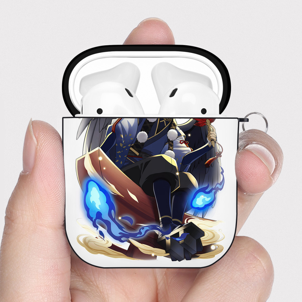 （画像用） 文豪ストレイドッグス Bungo Stray Dogs AirPods 第2世代保護ケース ハードシェル ブラック 耐衝撃・防指紋・カラビナ付き