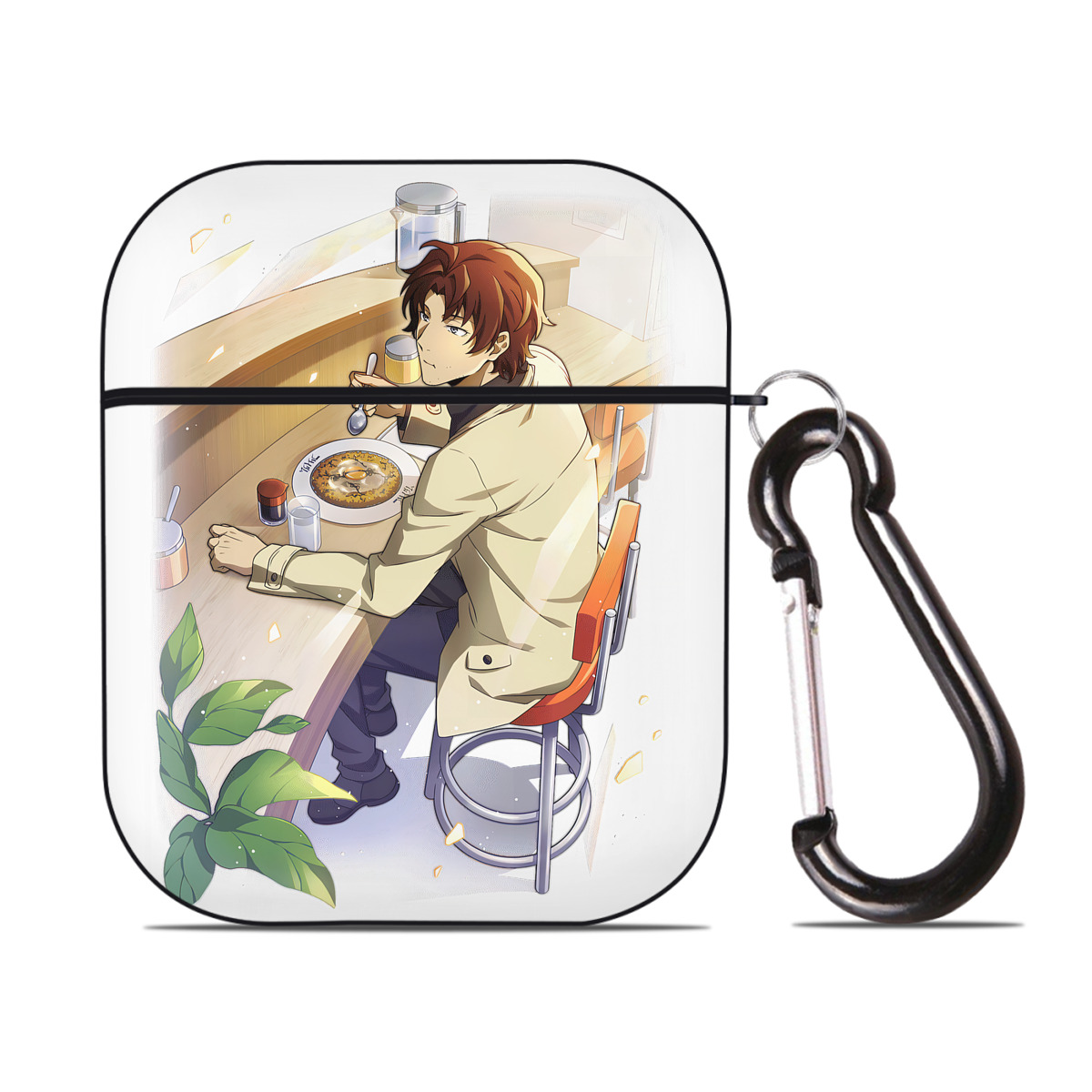 （画像用） 文豪ストレイドッグス Bungo Stray Dogs AirPods 第2世代保護ケース ハードシェル ブラック 耐衝撃・防指紋・カラビナ付き