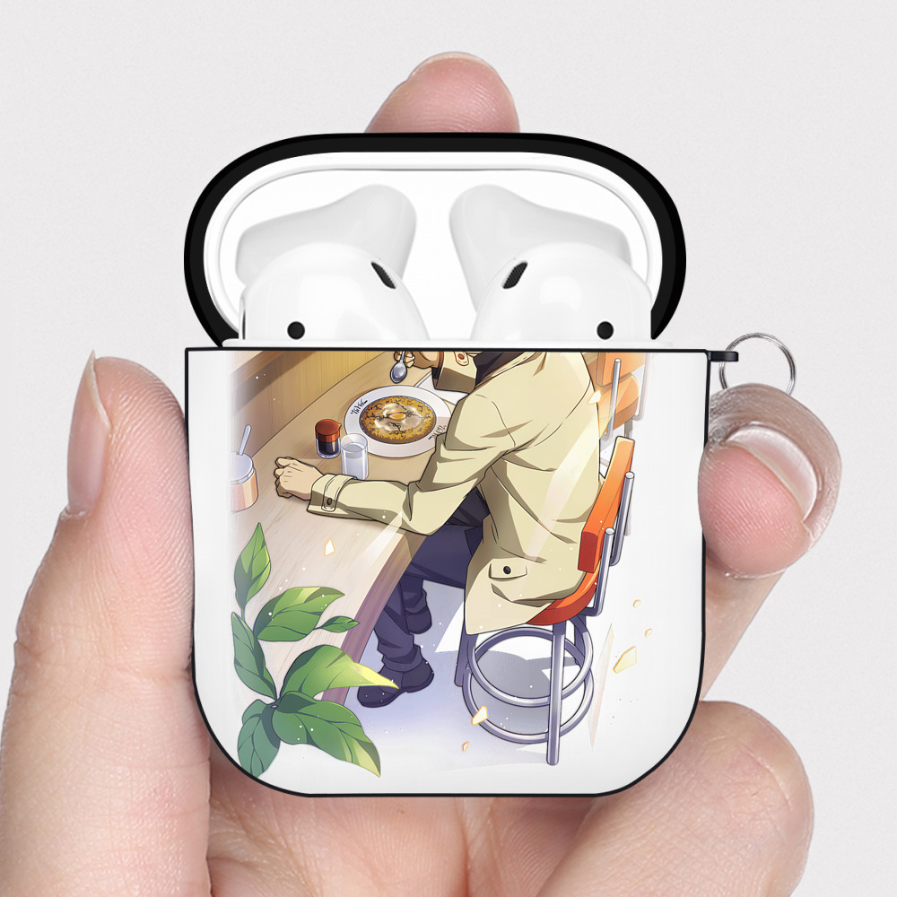 （画像用） 文豪ストレイドッグス Bungo Stray Dogs AirPods 第2世代保護ケース ハードシェル ブラック 耐衝撃・防指紋・カラビナ付き