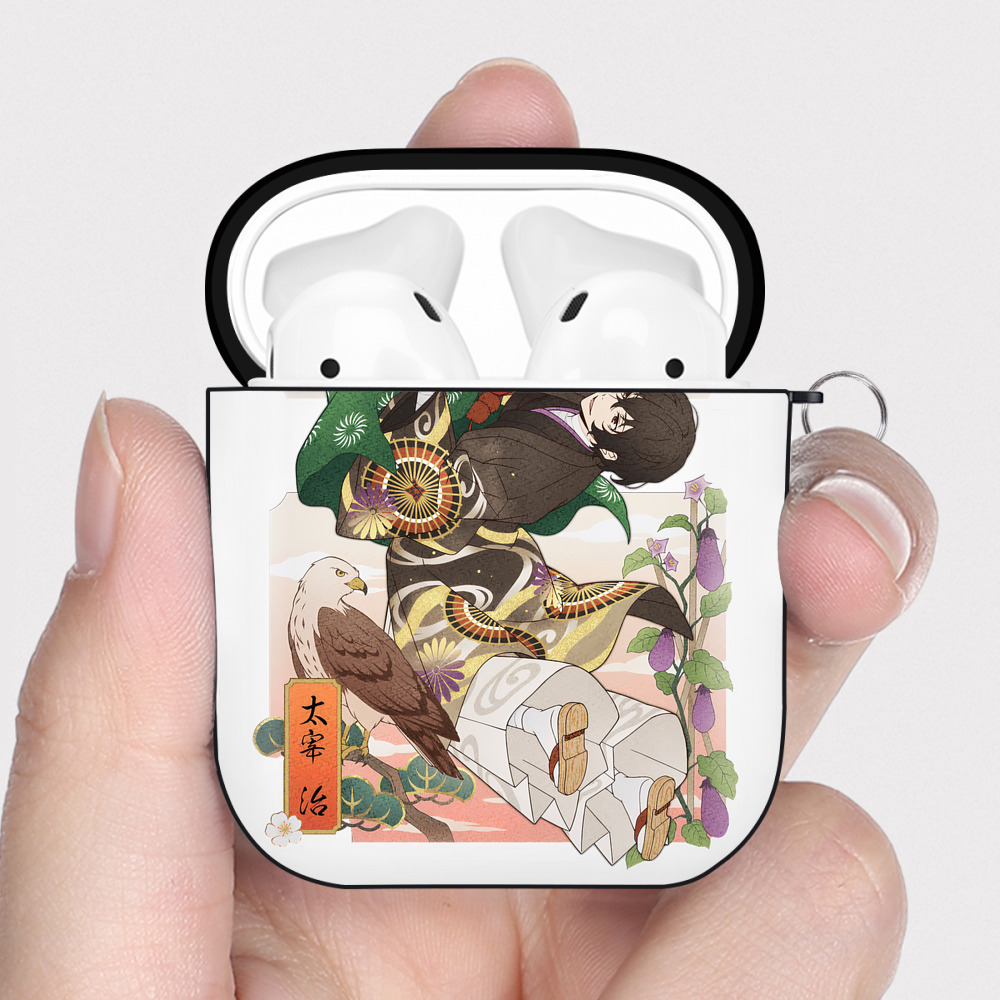 （画像用） 文豪ストレイドッグス Bungo Stray Dogs AirPods 第2世代保護ケース ハードシェル ブラック 耐衝撃・防指紋・カラビナ付き