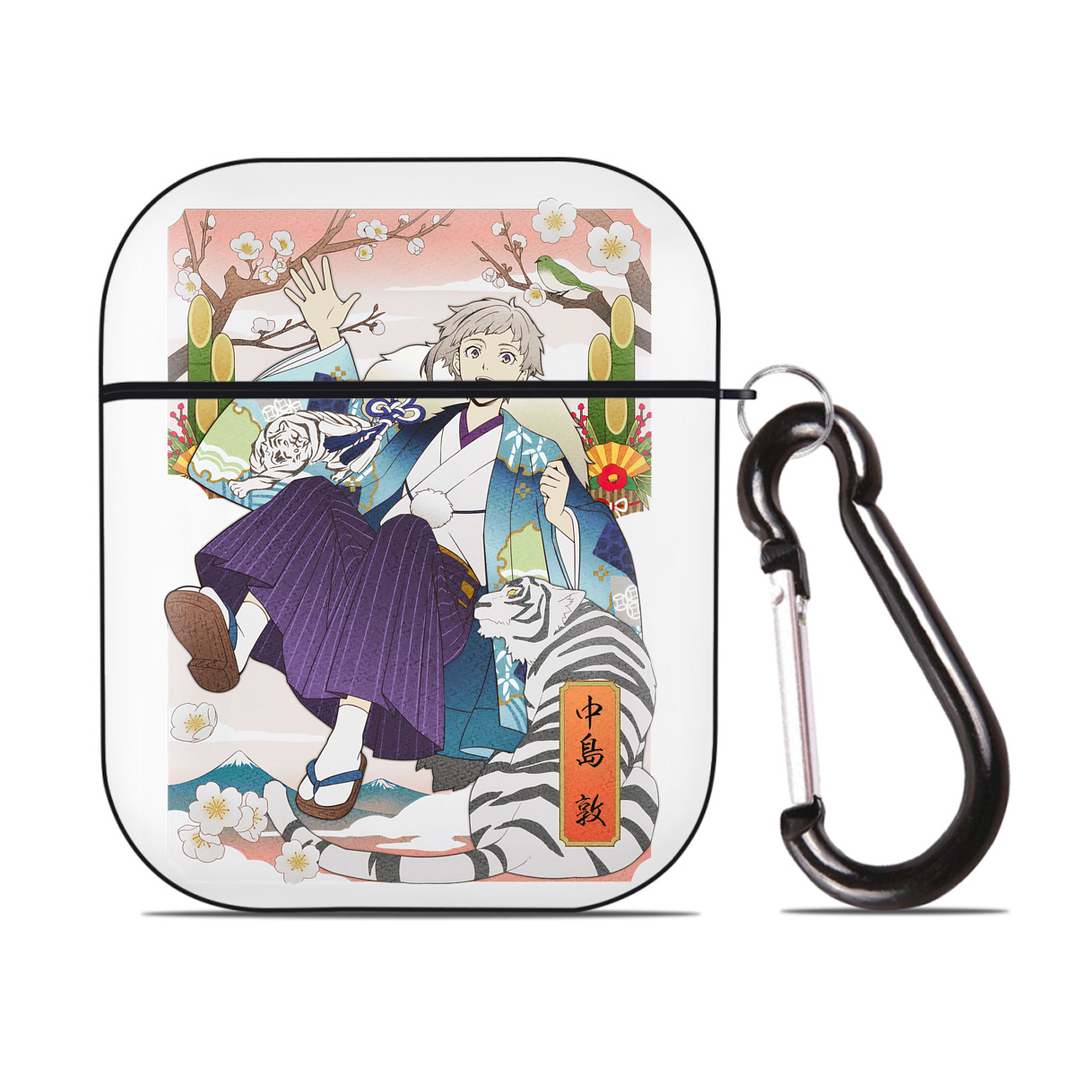 （画像用） 文豪ストレイドッグス Bungo Stray Dogs AirPods 第2世代保護ケース ハードシェル ブラック 耐衝撃・防指紋・カラビナ付き
