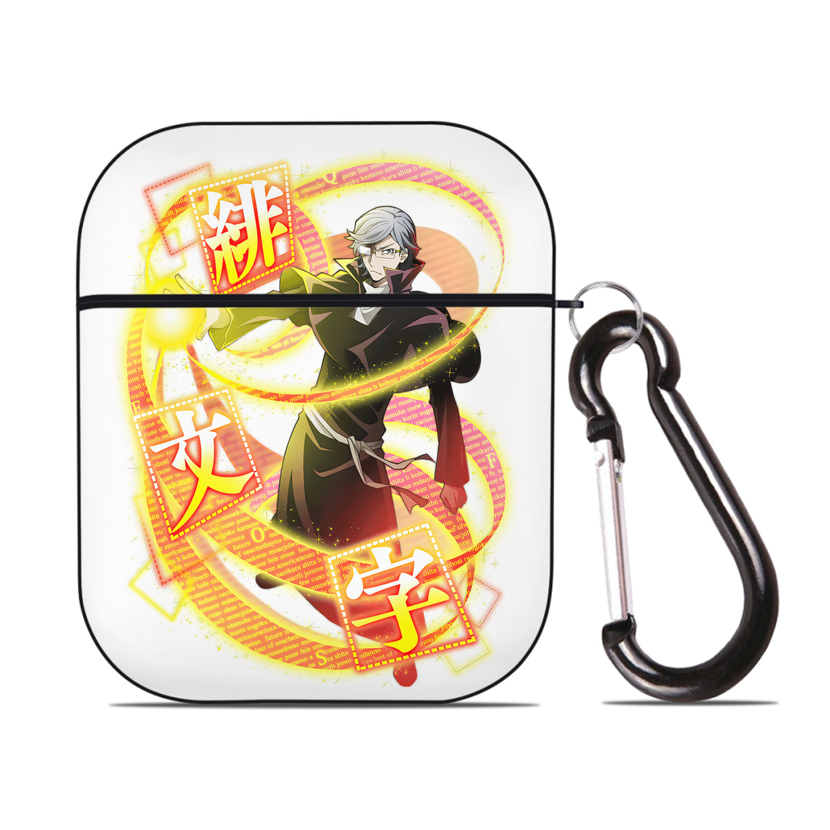 （画像用） 文豪ストレイドッグス Bungo Stray Dogs AirPods 第2世代保護ケース ハードシェル ブラック 耐衝撃・防指紋・カラビナ付き