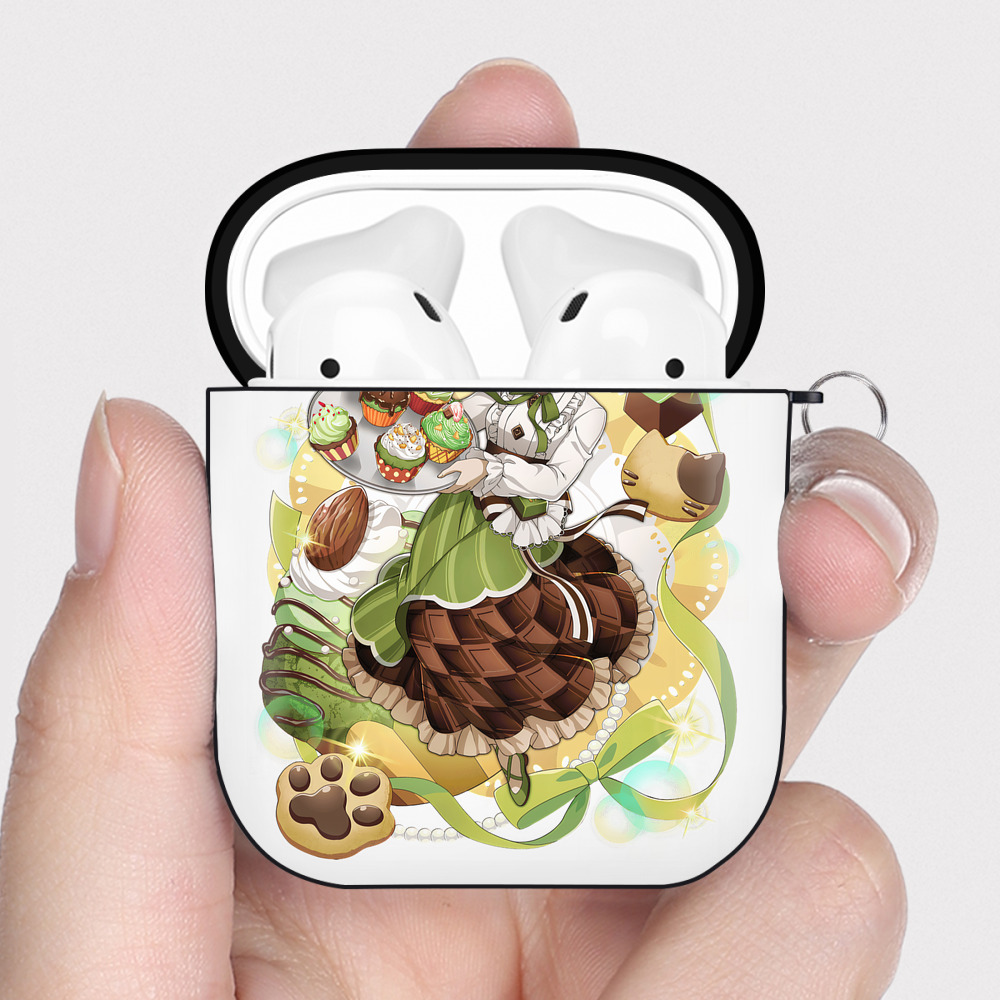 （画像用） 文豪ストレイドッグス Bungo Stray Dogs AirPods 第2世代保護ケース ハードシェル ブラック 耐衝撃・防指紋・カラビナ付き