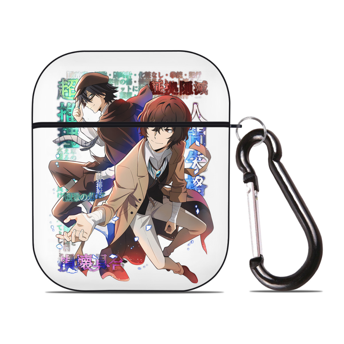 （画像用） 文豪ストレイドッグス Bungo Stray Dogs AirPods 第2世代保護ケース ハードシェル ブラック 耐衝撃・防指紋・カラビナ付き