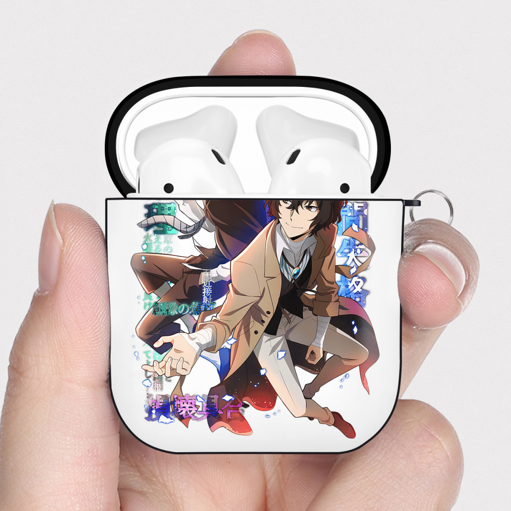 （画像用） 文豪ストレイドッグス Bungo Stray Dogs AirPods 第2世代保護ケース ハードシェル ブラック 耐衝撃・防指紋・カラビナ付き