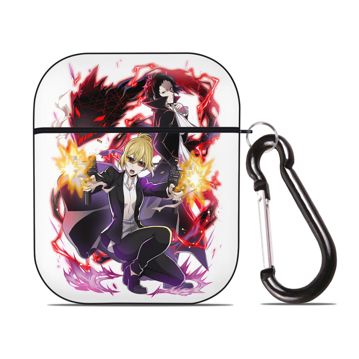 （画像用） 文豪ストレイドッグス Bungo Stray Dogs AirPods 第2世代保護ケース ハードシェル ブラック 耐衝撃・防指紋・カラビナ付き