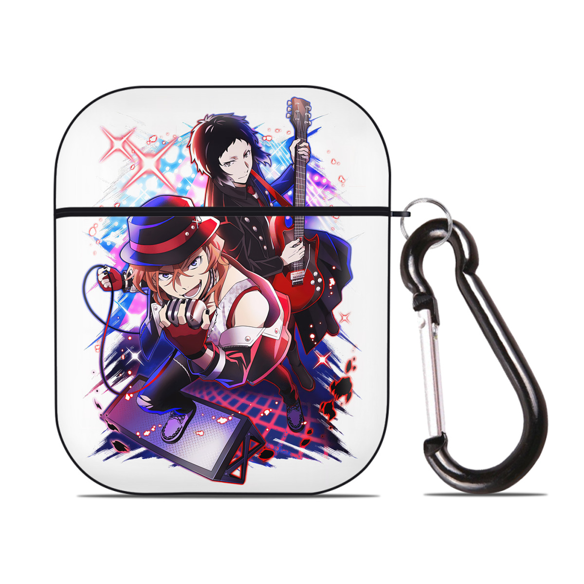 （画像用） 文豪ストレイドッグス Bungo Stray Dogs AirPods 第2世代保護ケース ハードシェル ブラック 耐衝撃・防指紋・カラビナ付き