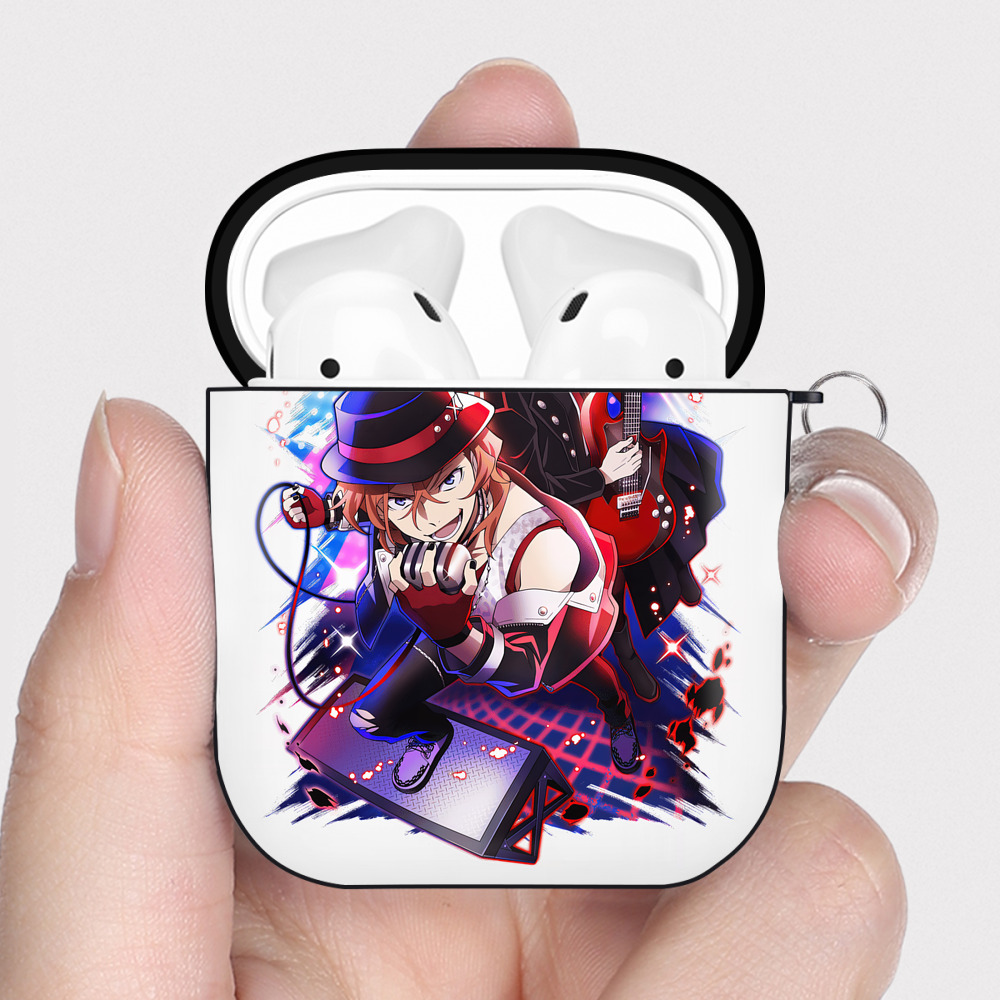 （画像用） 文豪ストレイドッグス Bungo Stray Dogs AirPods 第2世代保護ケース ハードシェル ブラック 耐衝撃・防指紋・カラビナ付き