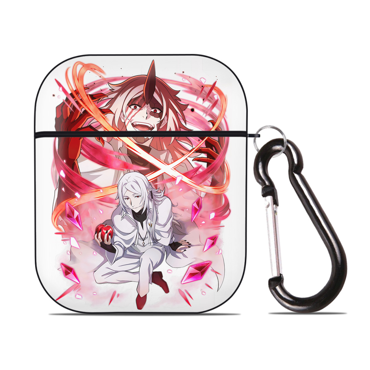 （画像用） 文豪ストレイドッグス Bungo Stray Dogs AirPods 第2世代保護ケース ハードシェル ブラック 耐衝撃・防指紋・カラビナ付き