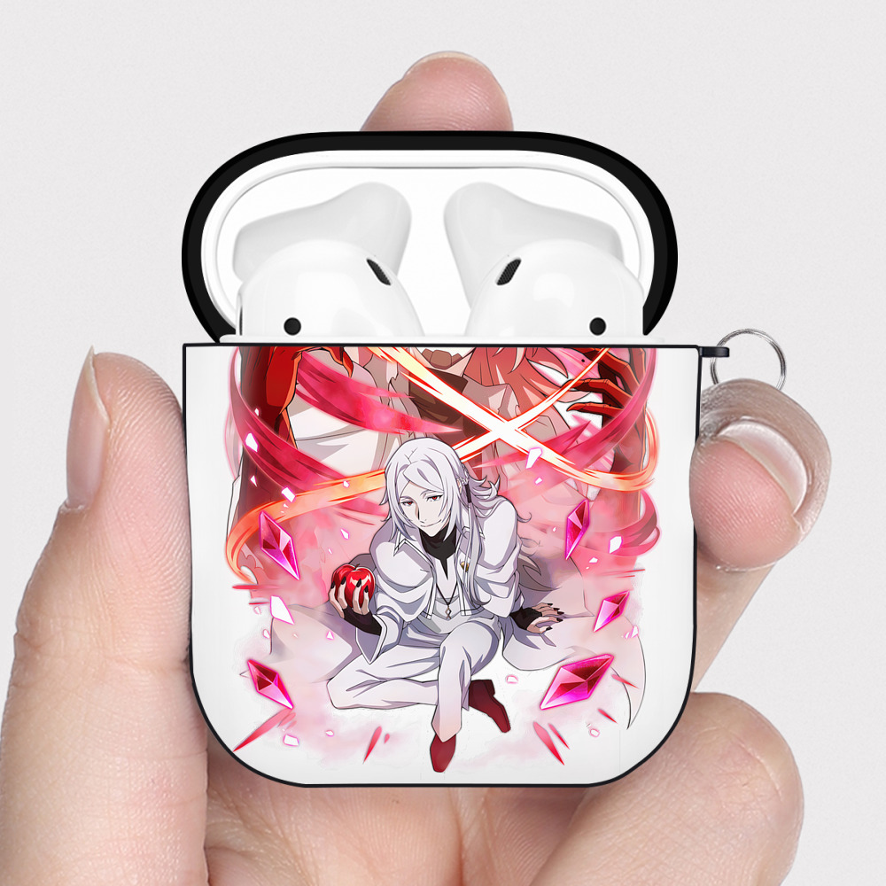 （画像用） 文豪ストレイドッグス Bungo Stray Dogs AirPods 第2世代保護ケース ハードシェル ブラック 耐衝撃・防指紋・カラビナ付き