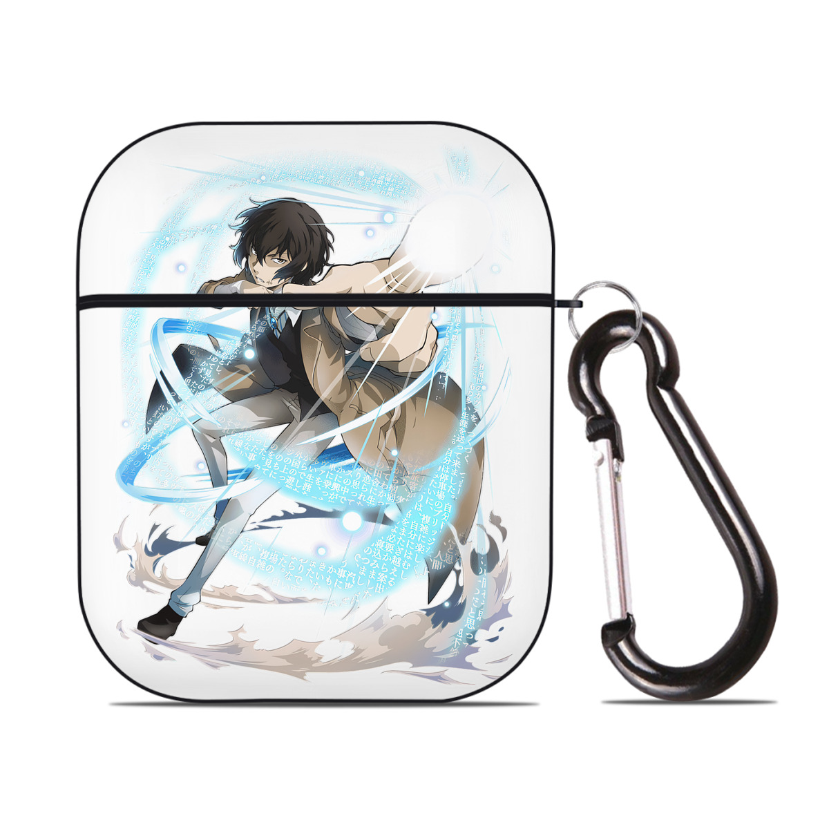 （画像用） 文豪ストレイドッグス Bungo Stray Dogs AirPods 第2世代保護ケース ハードシェル ブラック 耐衝撃・防指紋・カラビナ付き