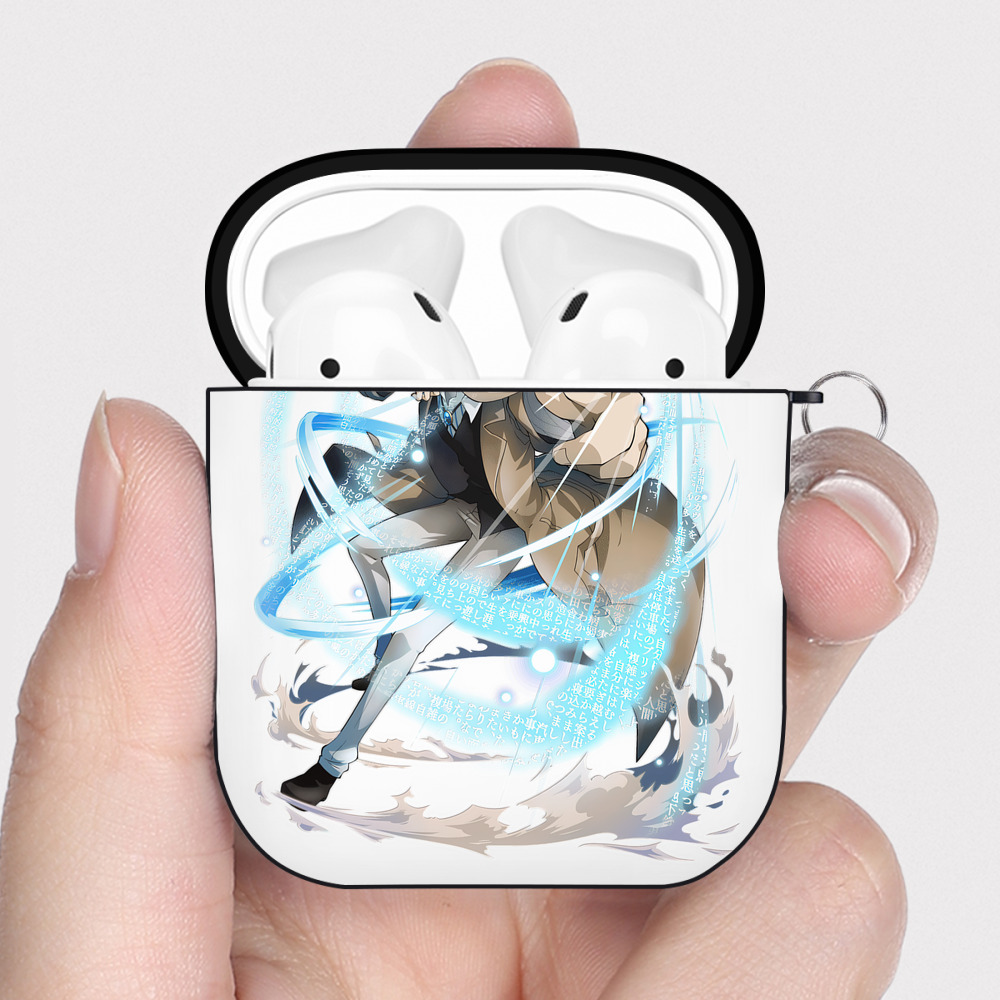 （画像用） 文豪ストレイドッグス Bungo Stray Dogs AirPods 第2世代保護ケース ハードシェル ブラック 耐衝撃・防指紋・カラビナ付き