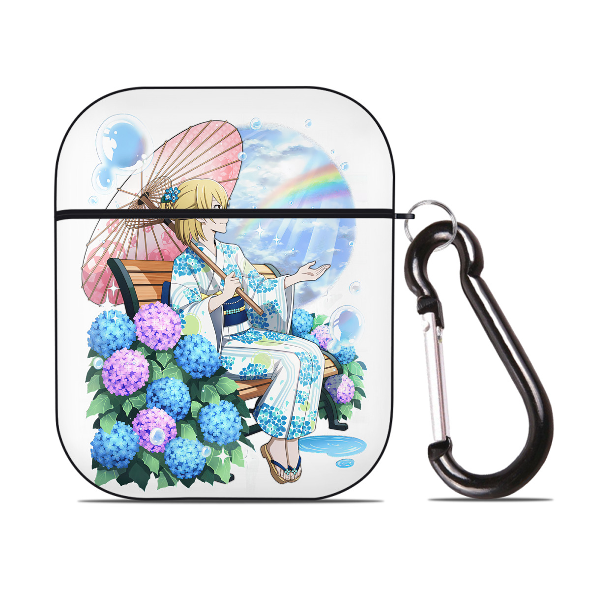 （画像用） 文豪ストレイドッグス Bungo Stray Dogs AirPods 第2世代保護ケース ハードシェル ブラック 耐衝撃・防指紋・カラビナ付き