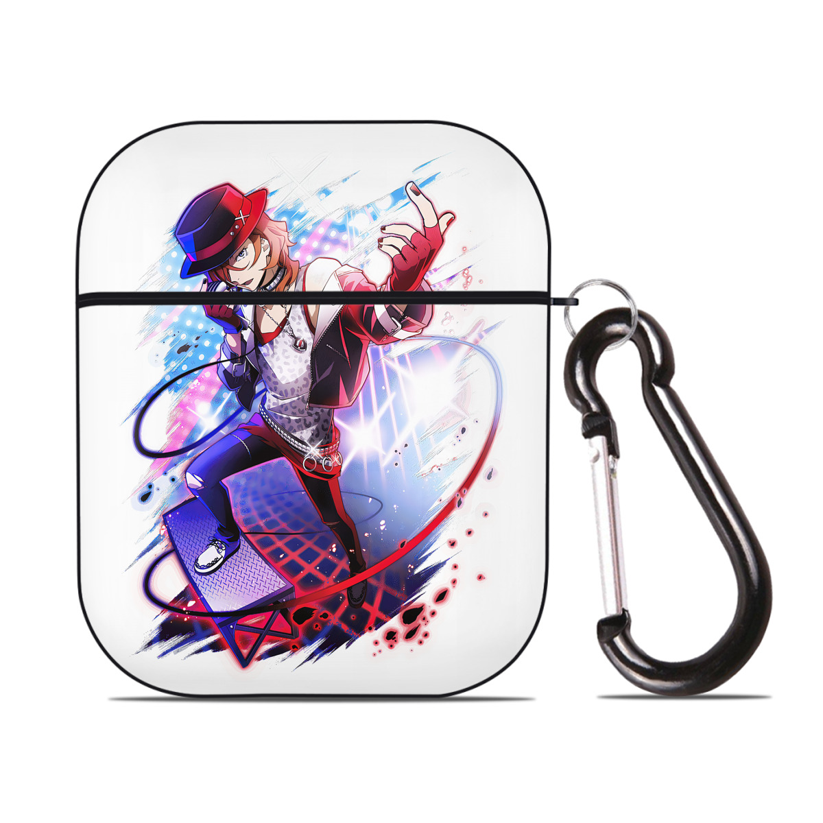 （画像用） 文豪ストレイドッグス Bungo Stray Dogs AirPods 第2世代保護ケース ハードシェル ブラック 耐衝撃・防指紋・カラビナ付き