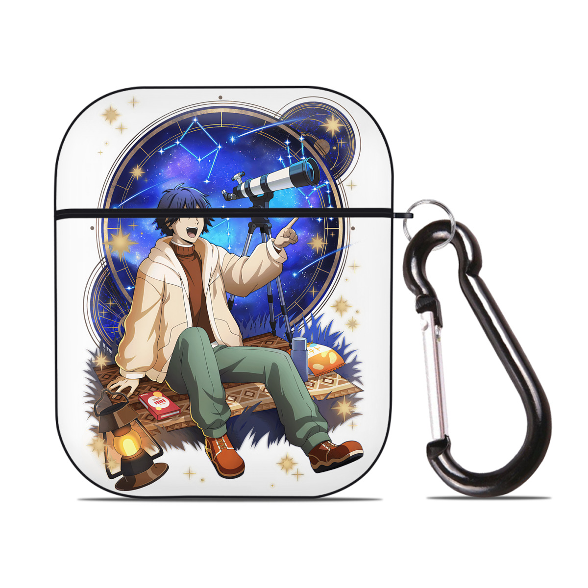 （画像用） 文豪ストレイドッグス Bungo Stray Dogs AirPods 第2世代保護ケース ハードシェル ブラック 耐衝撃・防指紋・カラビナ付き