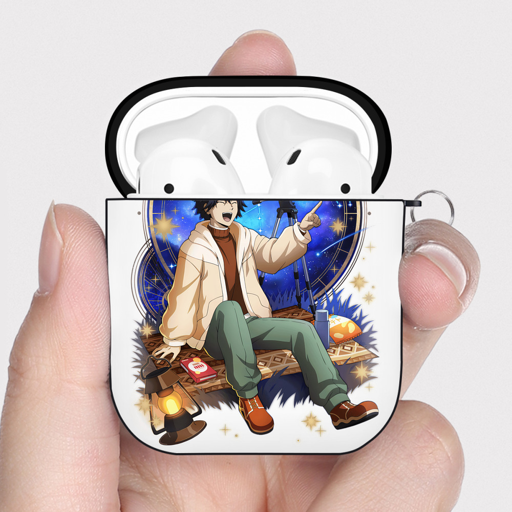 （画像用） 文豪ストレイドッグス Bungo Stray Dogs AirPods 第2世代保護ケース ハードシェル ブラック 耐衝撃・防指紋・カラビナ付き