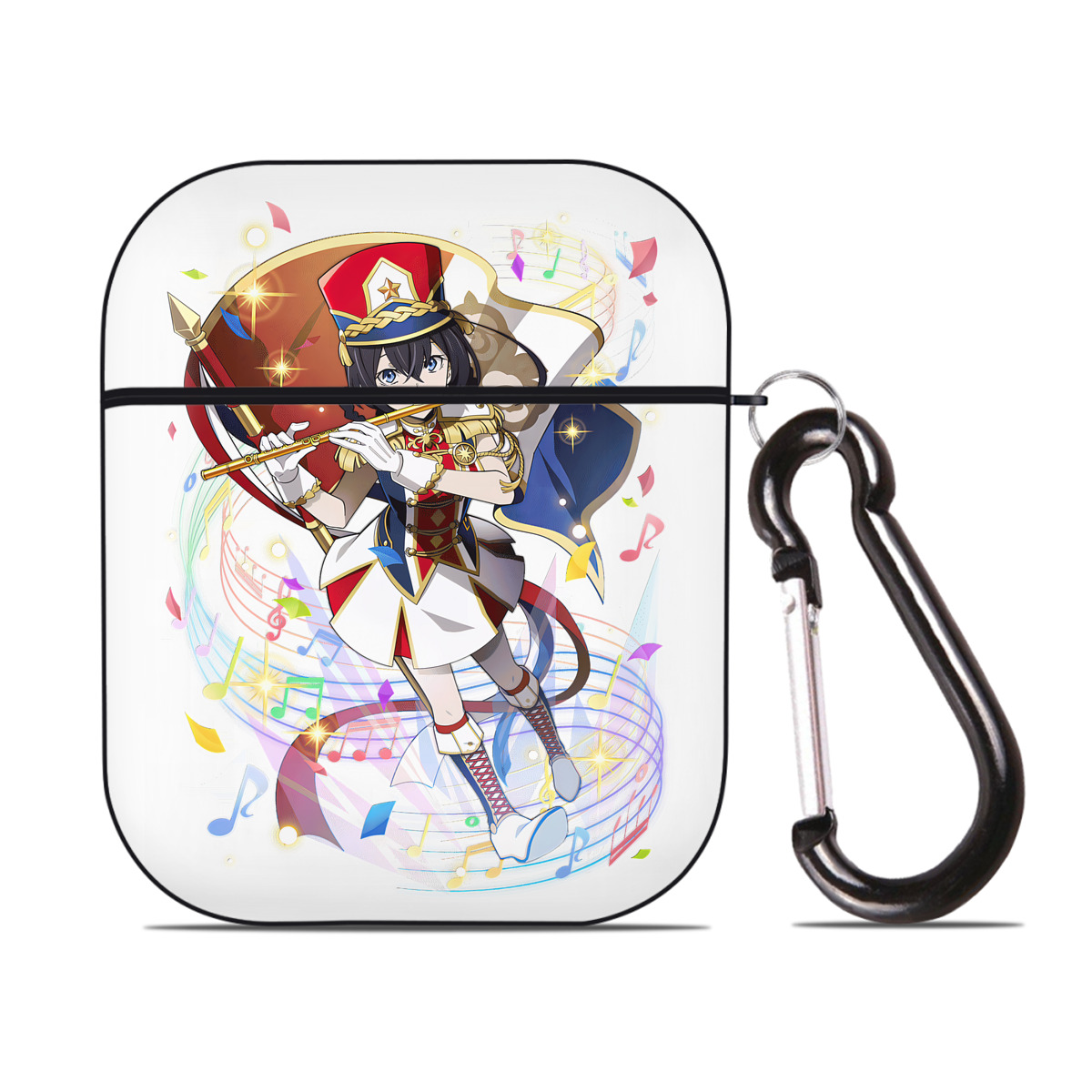 （画像用） 文豪ストレイドッグス Bungo Stray Dogs AirPods 第2世代保護ケース ハードシェル ブラック 耐衝撃・防指紋・カラビナ付き