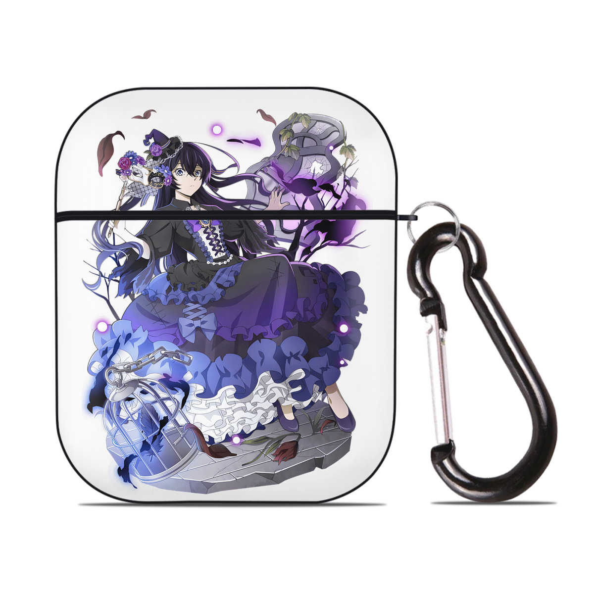 （画像用） 文豪ストレイドッグス Bungo Stray Dogs AirPods 第2世代保護ケース ハードシェル ブラック 耐衝撃・防指紋・カラビナ付き