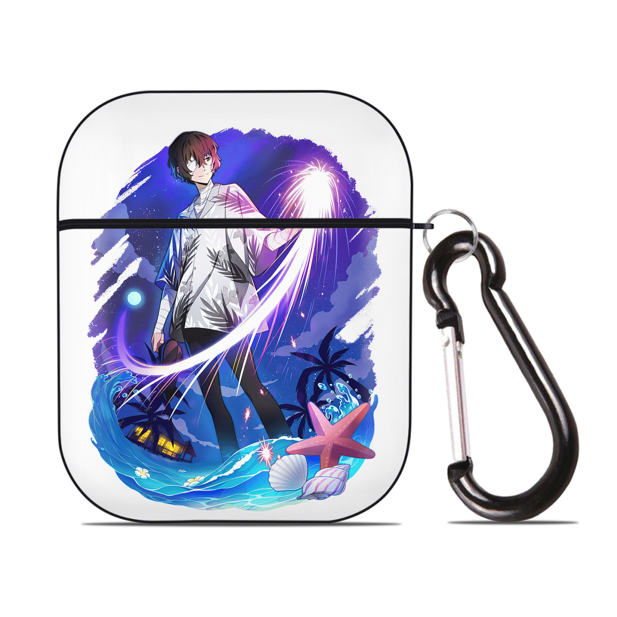 （画像用） 文豪ストレイドッグス Bungo Stray Dogs AirPods 第2世代保護ケース ハードシェル ブラック 耐衝撃・防指紋・カラビナ付き