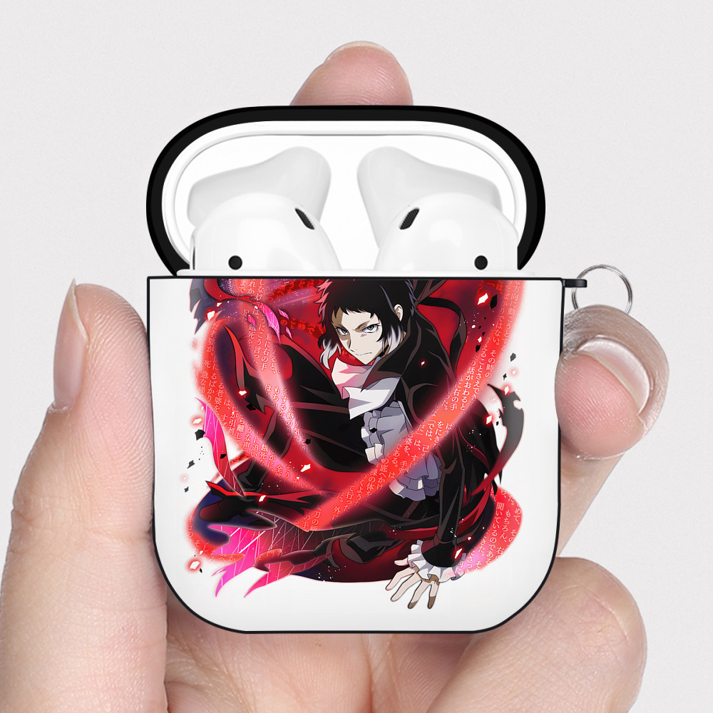 （画像用） 文豪ストレイドッグス Bungo Stray Dogs AirPods 第2世代保護ケース ハードシェル ブラック 耐衝撃・防指紋・カラビナ付き