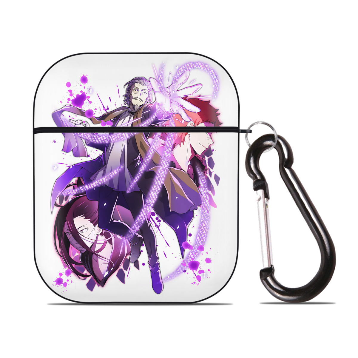 （画像用） 文豪ストレイドッグス Bungo Stray Dogs AirPods 第2世代保護ケース ハードシェル ブラック 耐衝撃・防指紋・カラビナ付き