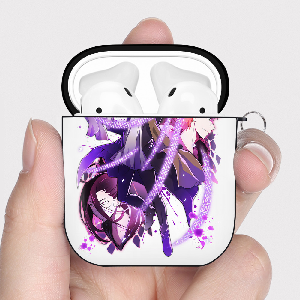 （画像用） 文豪ストレイドッグス Bungo Stray Dogs AirPods 第2世代保護ケース ハードシェル ブラック 耐衝撃・防指紋・カラビナ付き