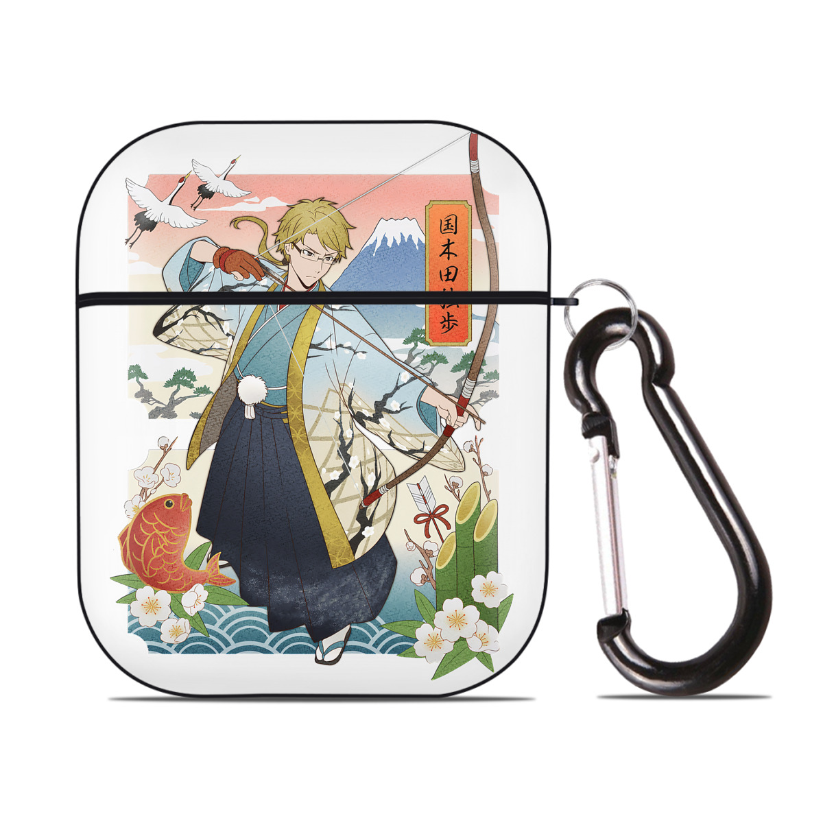 （画像用） 文豪ストレイドッグス Bungo Stray Dogs AirPods 第2世代保護ケース ハードシェル ブラック 耐衝撃・防指紋・カラビナ付き