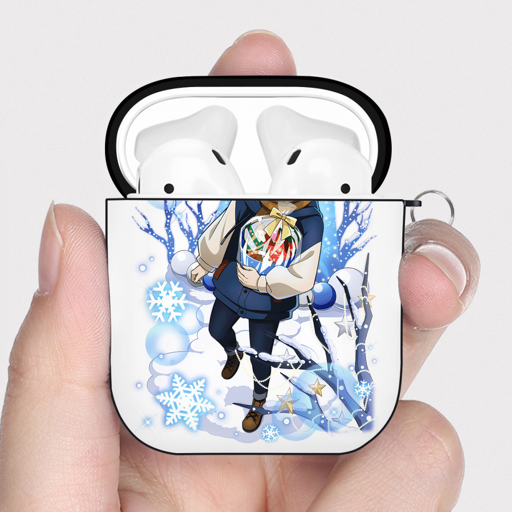 （画像用） 文豪ストレイドッグス Bungo Stray Dogs AirPods 第2世代保護ケース ハードシェル ブラック 耐衝撃・防指紋・カラビナ付き