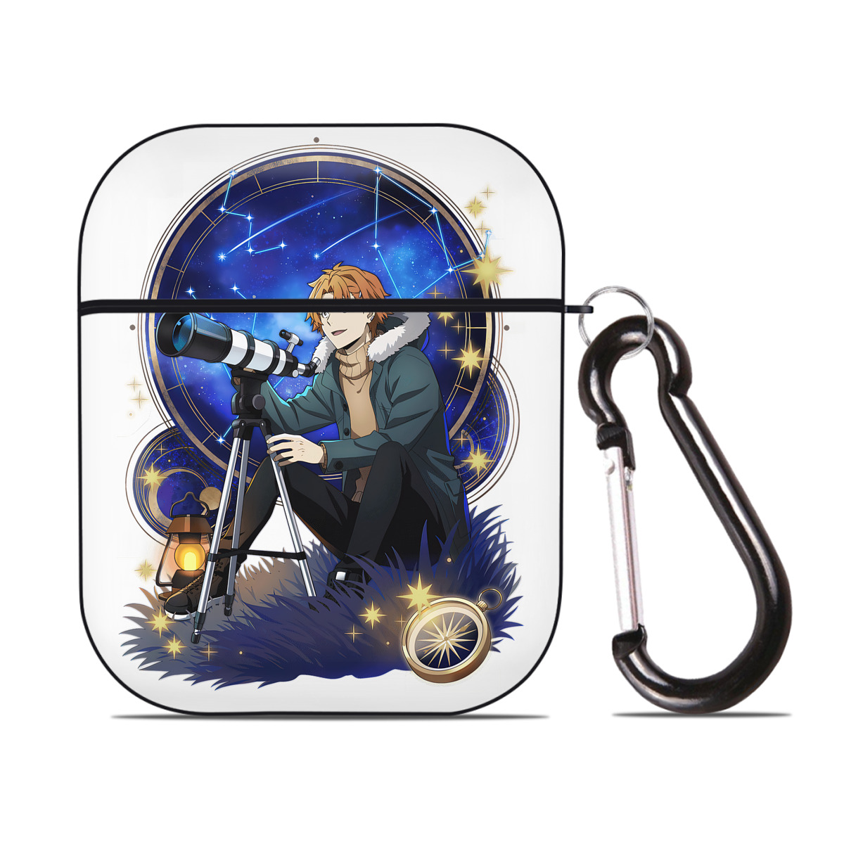 （画像用） 文豪ストレイドッグス Bungo Stray Dogs AirPods 第2世代保護ケース ハードシェル ブラック 耐衝撃・防指紋・カラビナ付き