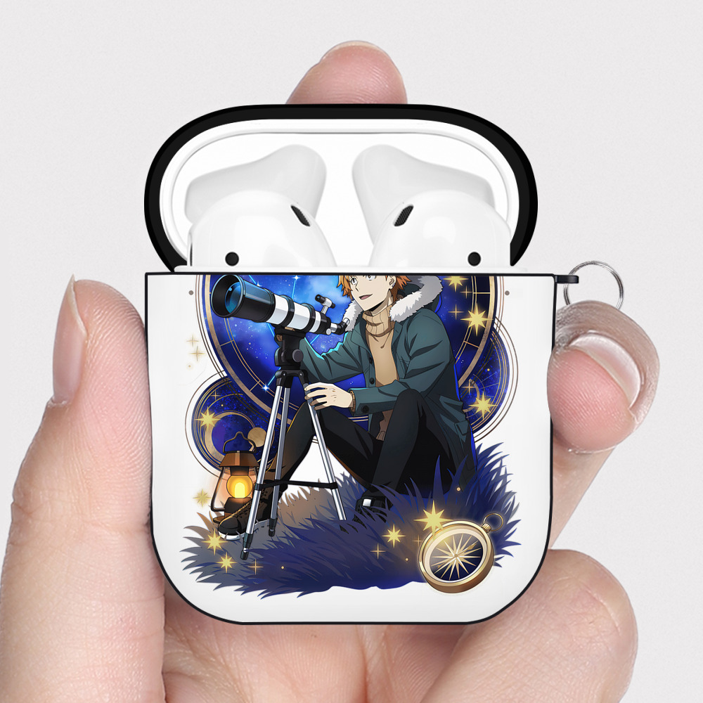 （画像用） 文豪ストレイドッグス Bungo Stray Dogs AirPods 第2世代保護ケース ハードシェル ブラック 耐衝撃・防指紋・カラビナ付き