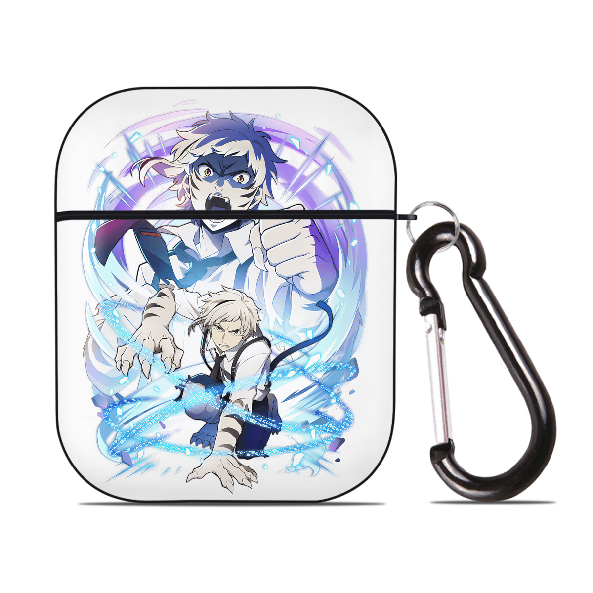 （画像用） 文豪ストレイドッグス Bungo Stray Dogs AirPods 第2世代保護ケース ハードシェル ブラック 耐衝撃・防指紋・カラビナ付き