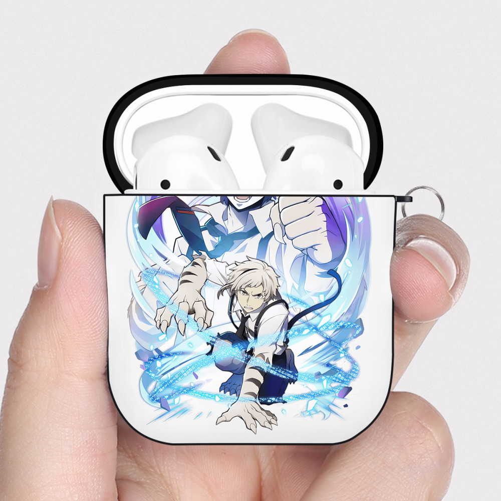 （画像用） 文豪ストレイドッグス Bungo Stray Dogs AirPods 第2世代保護ケース ハードシェル ブラック 耐衝撃・防指紋・カラビナ付き