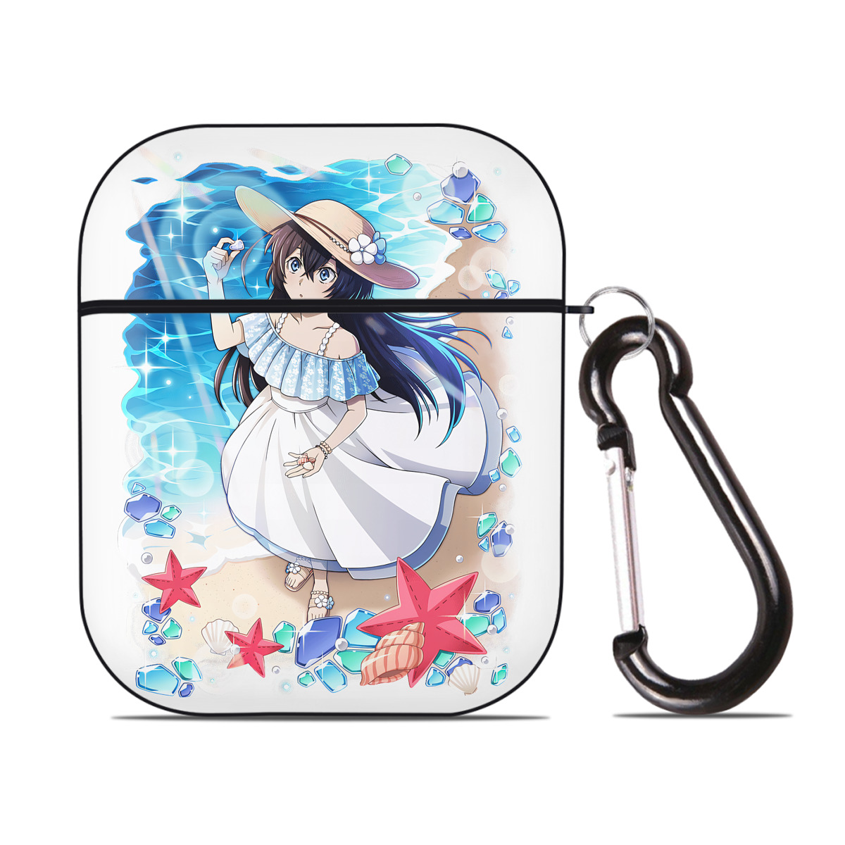 （画像用） 文豪ストレイドッグス Bungo Stray Dogs AirPods 第2世代保護ケース ハードシェル ブラック 耐衝撃・防指紋・カラビナ付き