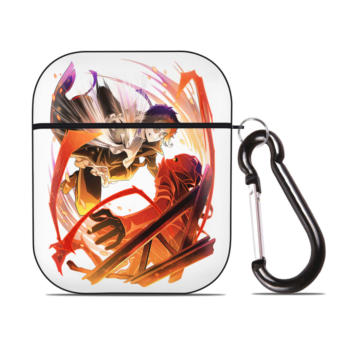 （画像用） 文豪ストレイドッグス Bungo Stray Dogs AirPods 第2世代保護ケース ハードシェル ブラック 耐衝撃・防指紋・カラビナ付き
