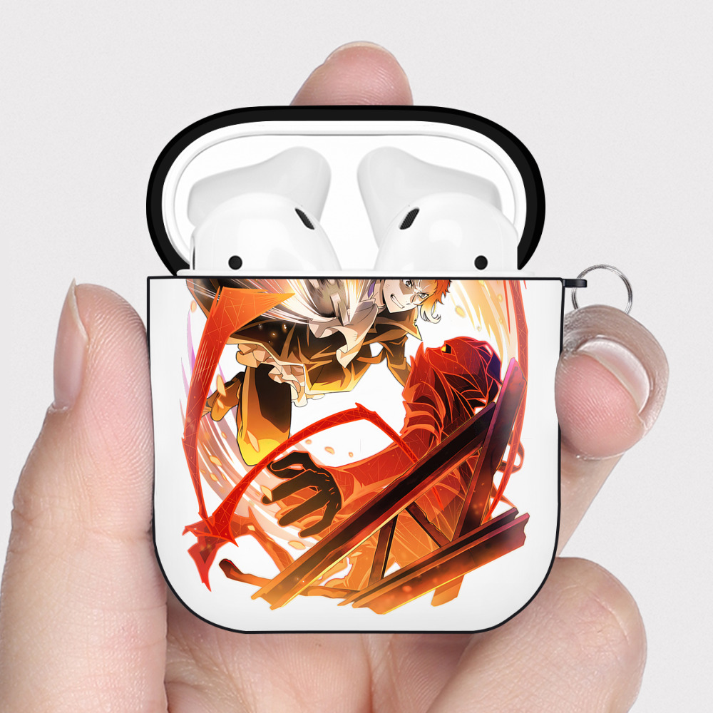 （画像用） 文豪ストレイドッグス Bungo Stray Dogs AirPods 第2世代保護ケース ハードシェル ブラック 耐衝撃・防指紋・カラビナ付き