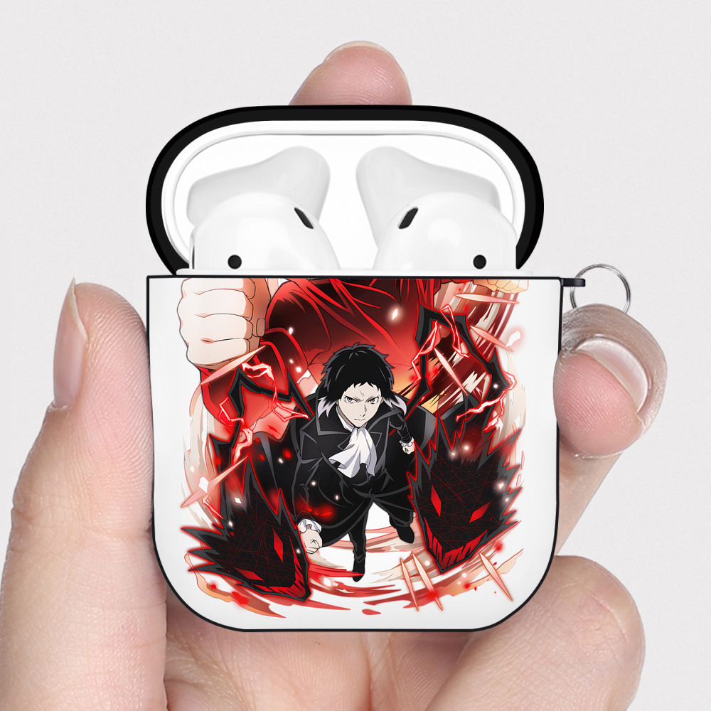 （画像用） 文豪ストレイドッグス Bungo Stray Dogs AirPods 第2世代保護ケース ハードシェル ブラック 耐衝撃・防指紋・カラビナ付き