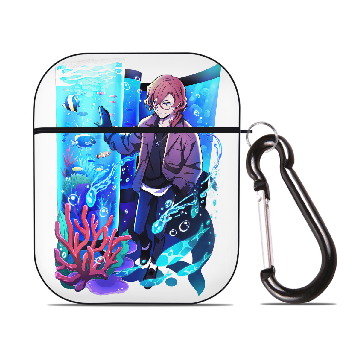 （画像用） 文豪ストレイドッグス Bungo Stray Dogs AirPods 第2世代保護ケース ハードシェル ブラック 耐衝撃・防指紋・カラビナ付き