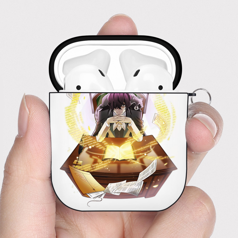 （画像用） 文豪ストレイドッグス Bungo Stray Dogs AirPods 第2世代保護ケース ハードシェル ブラック 耐衝撃・防指紋・カラビナ付き