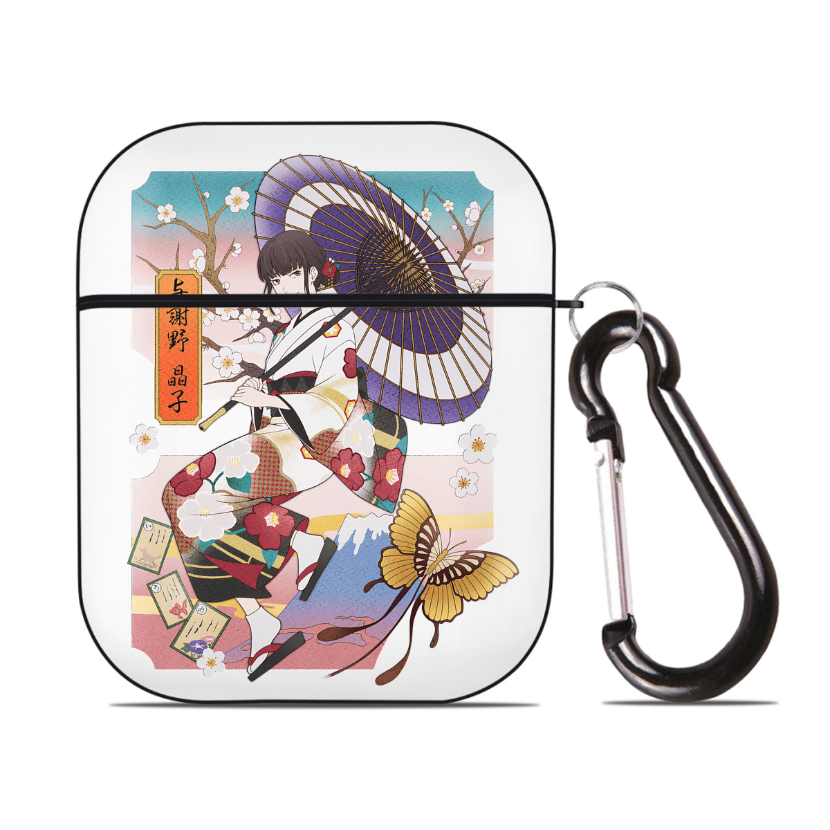 （画像用） 文豪ストレイドッグス Bungo Stray Dogs AirPods 第2世代保護ケース ハードシェル ブラック 耐衝撃・防指紋・カラビナ付き